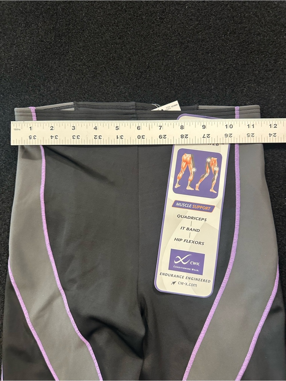 CW-X Gray Leggings with Lavender Piping - Picture 9 of 10